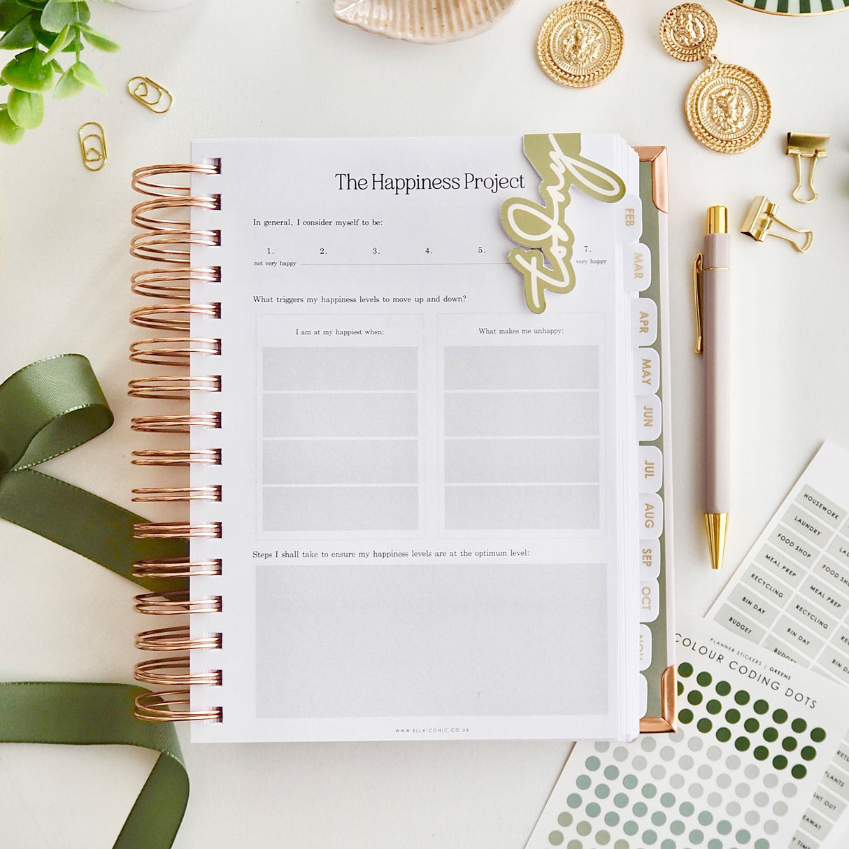 EllaIconic 2026 Weekly Life Planner CEO of My Own Life® Olive Edition