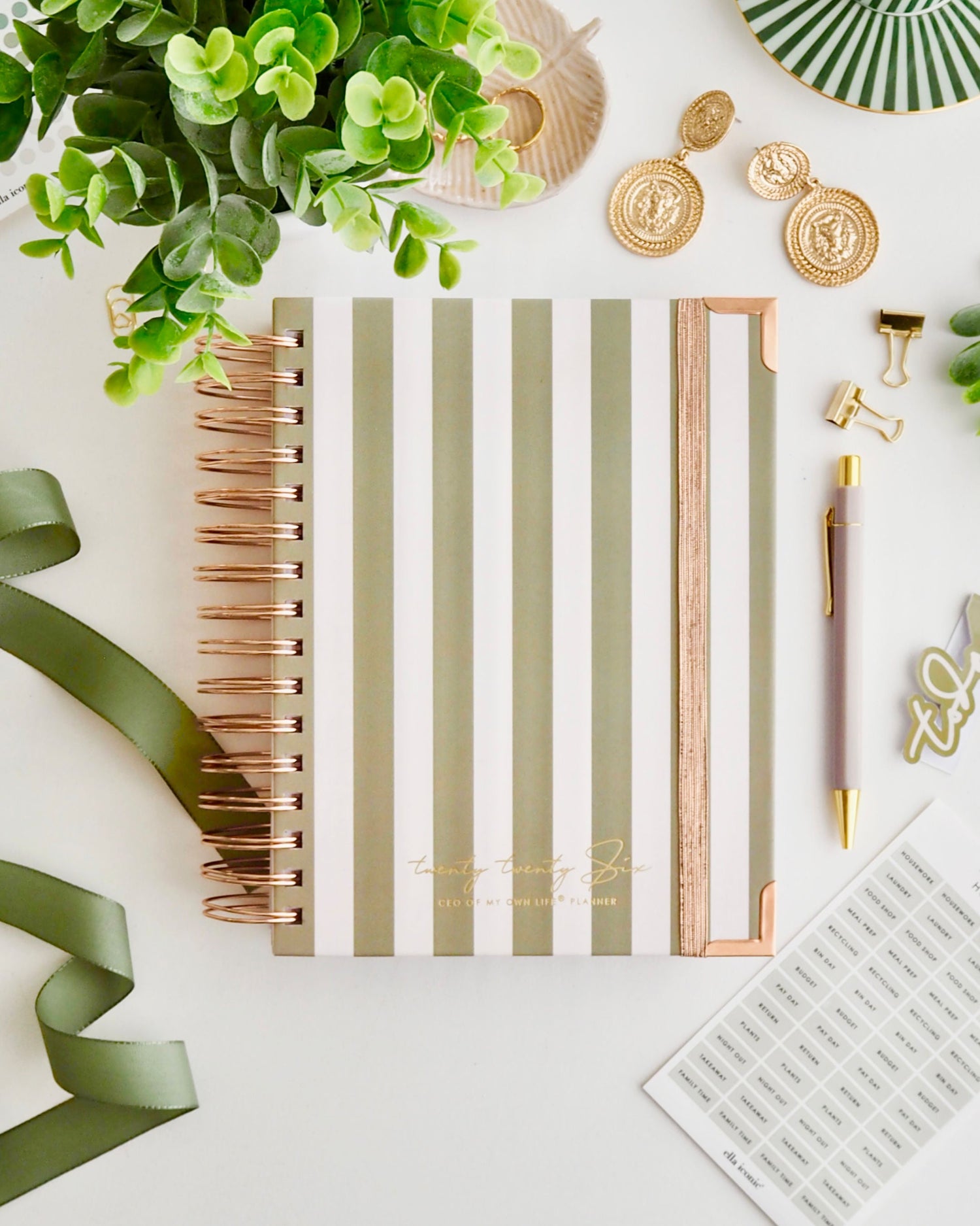 EllaIconic 2026 Weekly Life Planner CEO of My Own Life® Olive Edition