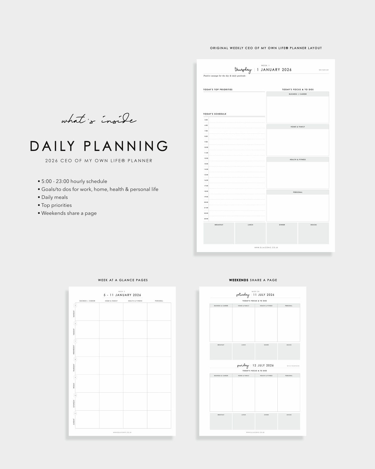 EllaIconic 2026 Daily Life Planner CEO of My Own Life Dot Luxe Edition