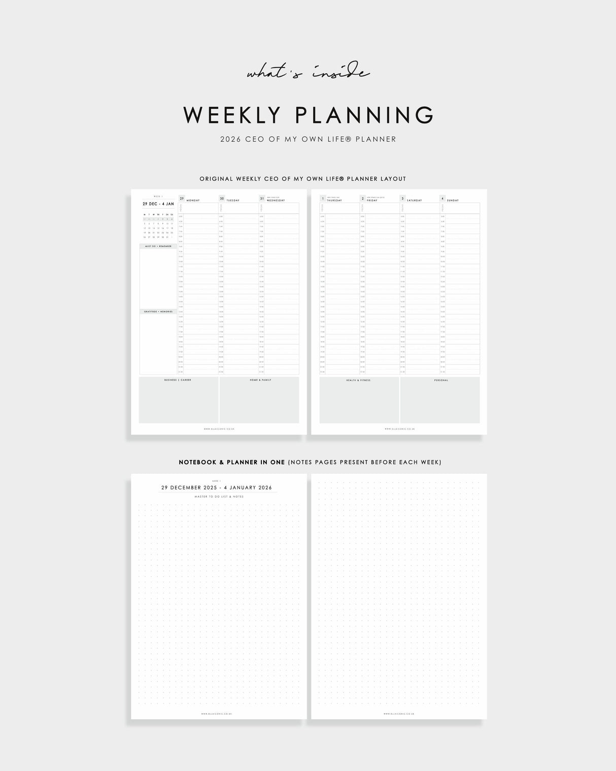 EllaIconic 2026 Weekly Life Planner Sand Dunes Editionnes