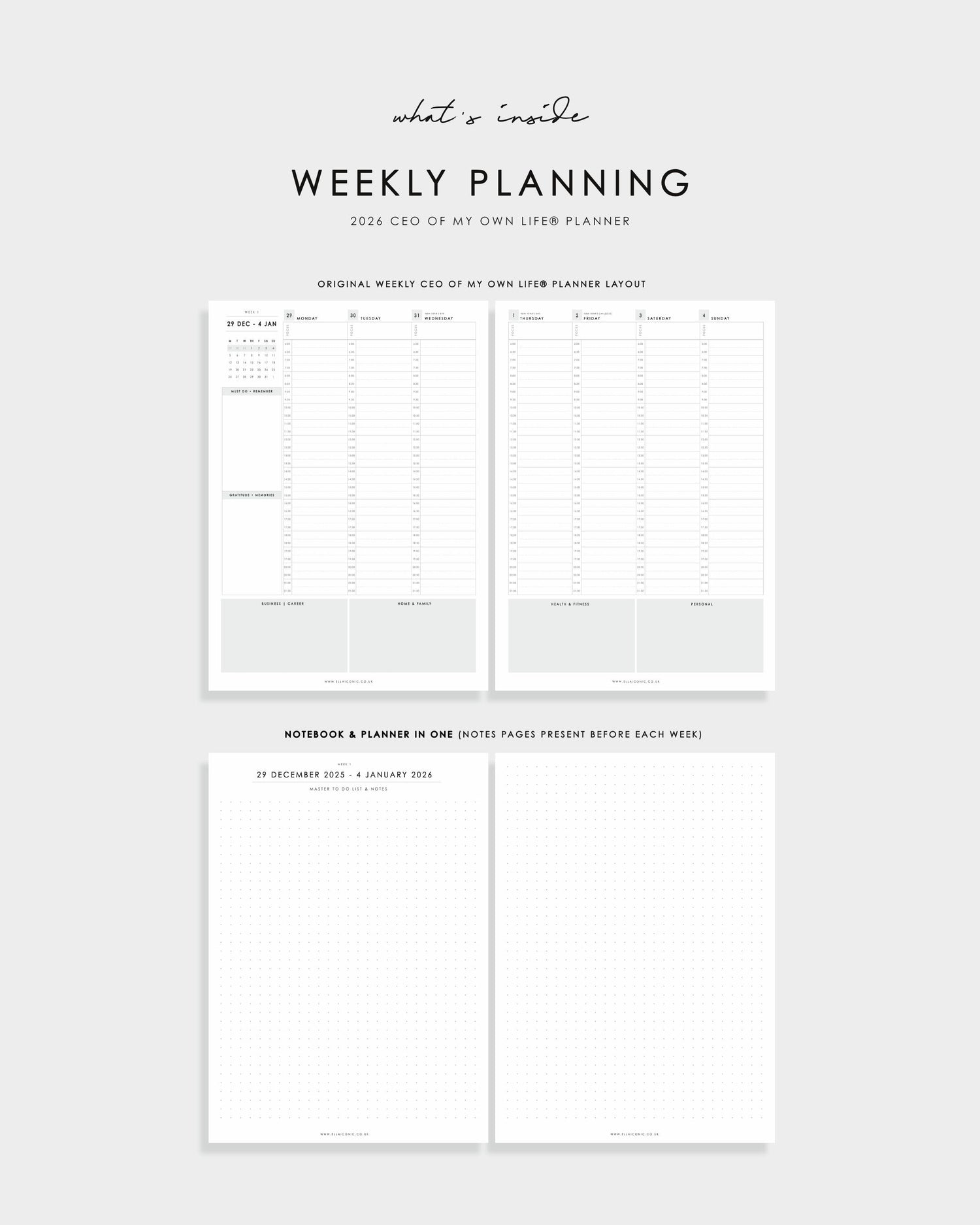EllaIconic 2026 Weekly Life Planner CEO of My Own Life® Rouge Edition