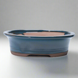 Yorkshire Bonsai Glazed Oval Bonsai Pot Blue Ceramic - 20cm