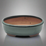 Yorkshire Bonsai Oval Glazed Bonsai Pot Green - 20cm