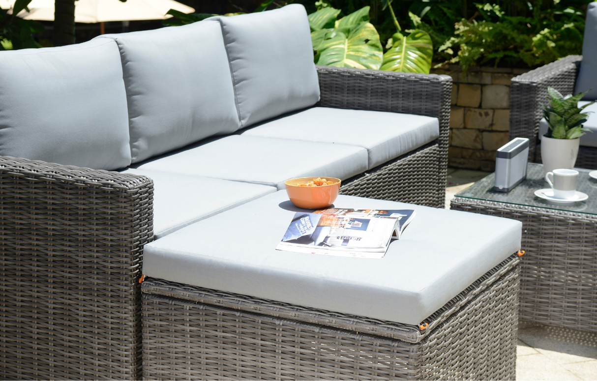 MINT Outdoor Marbella Grey 5 Seater Chaise Garden Sofa Lounge Set