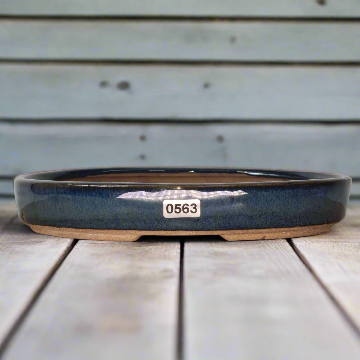 Yorkshire Bonsai Blue Glazed Oval Bonsai Pot - 21cm