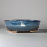Yorkshire Bonsai Blue Glazed Oval Bonsai Pot - 21cm