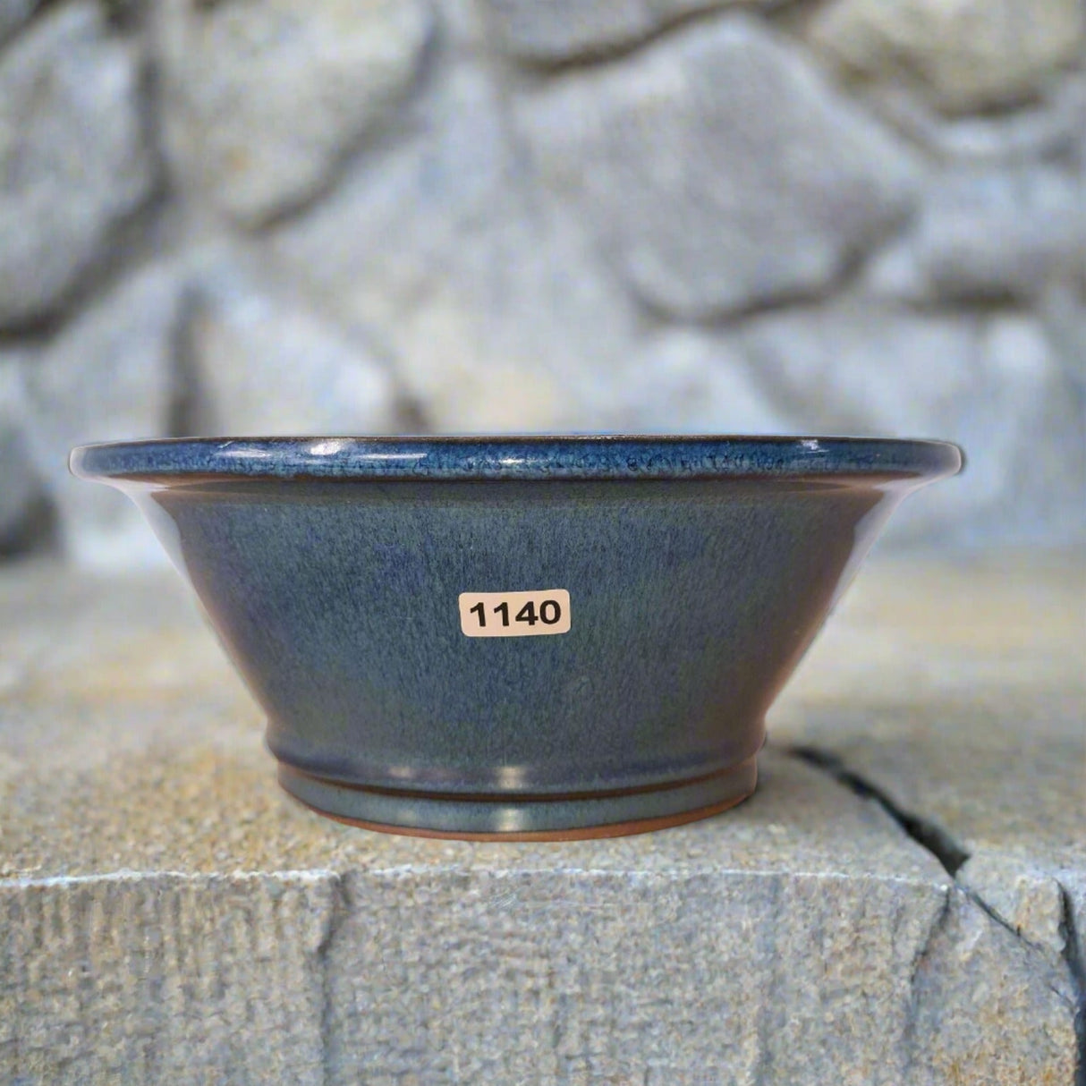 Yorkshire Bonsai Glazed Bonsai Pot Round Blue - 27cm