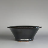Yorkshire Bonsai Glazed Bonsai Pot Black Silver Round - 12cm