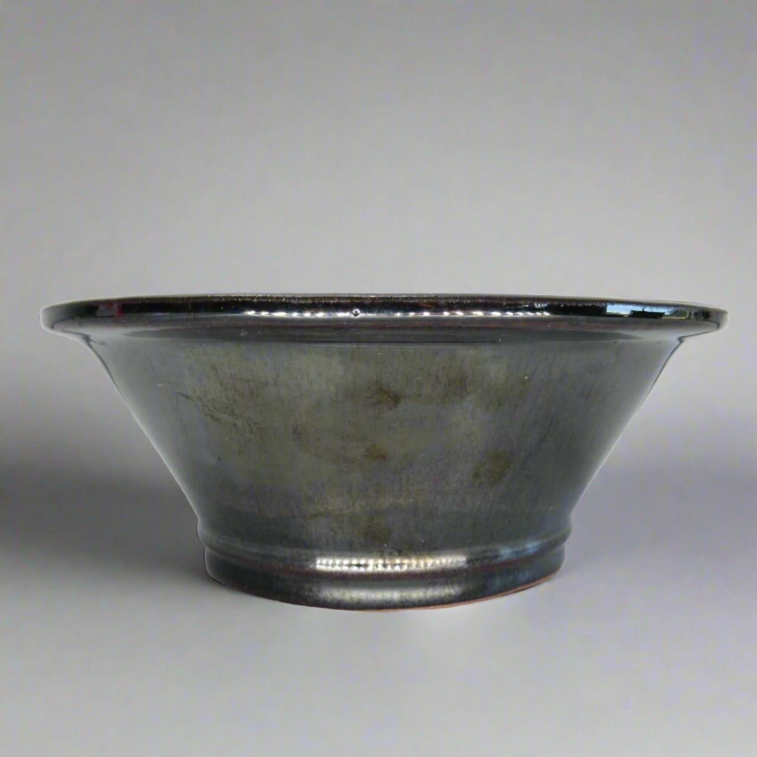 Yorkshire Bonsai Black Silver Glazed Round Bonsai Pot - 27cm