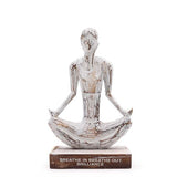 HatiNest Wooden Yoga Lady Easy Pose Whitewash