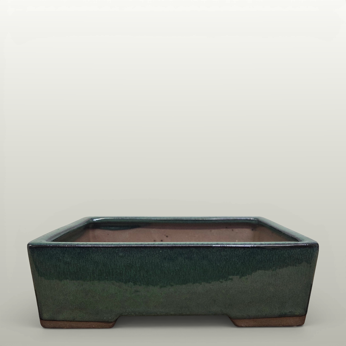 Yorkshire Bonsai Dark Green Glazed Rectangle Bonsai Pot - 22cm