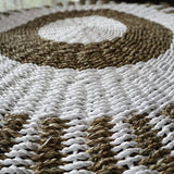 The Rugs Round Seagrass White Tan Sun Rug - 1m