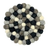 HatiNest Round Felt Ball Coasters Multi Grey - Set of 4