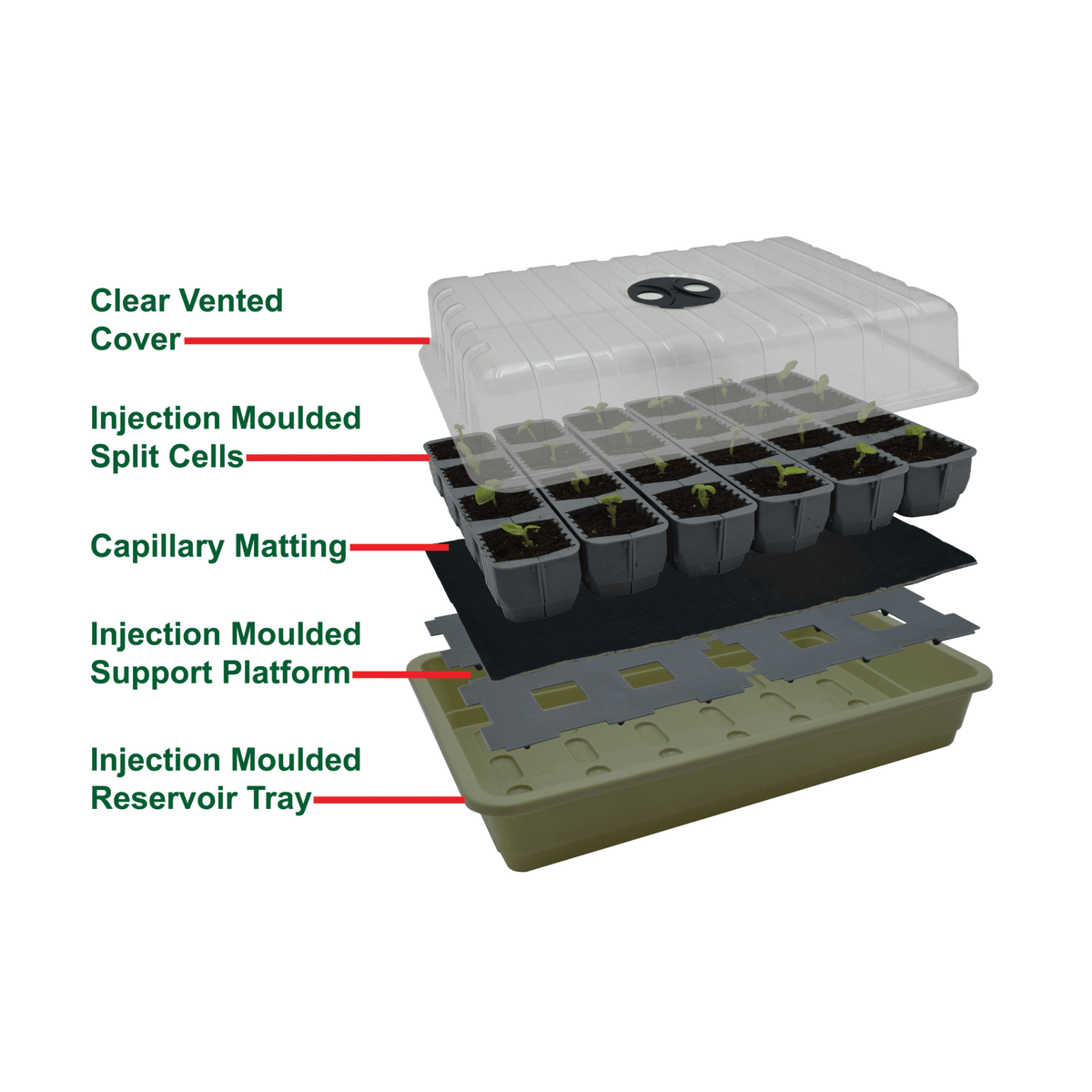 AllotMate Essentials 24 Cell Self-Watering Seed Success Kit Propagator