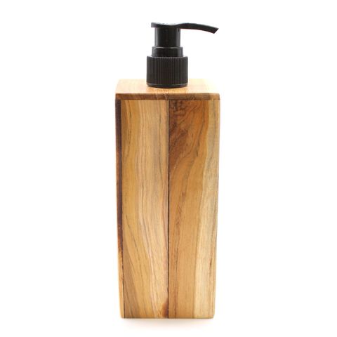 HatiNest Natural Teakwood Soap Dispenser Square