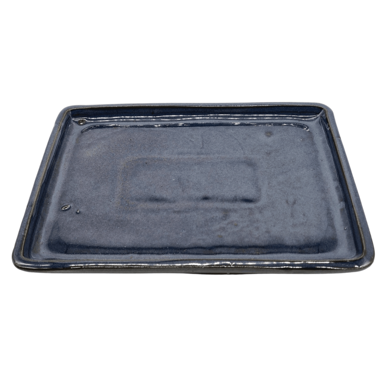 Yorkshire Bonsai Blue Glazed Rectangular Drip Tray Ceramic - 24cm