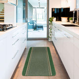 Washable Designer Bordered Green Easy‑Clean Floor Rug 116GR | The Rugs