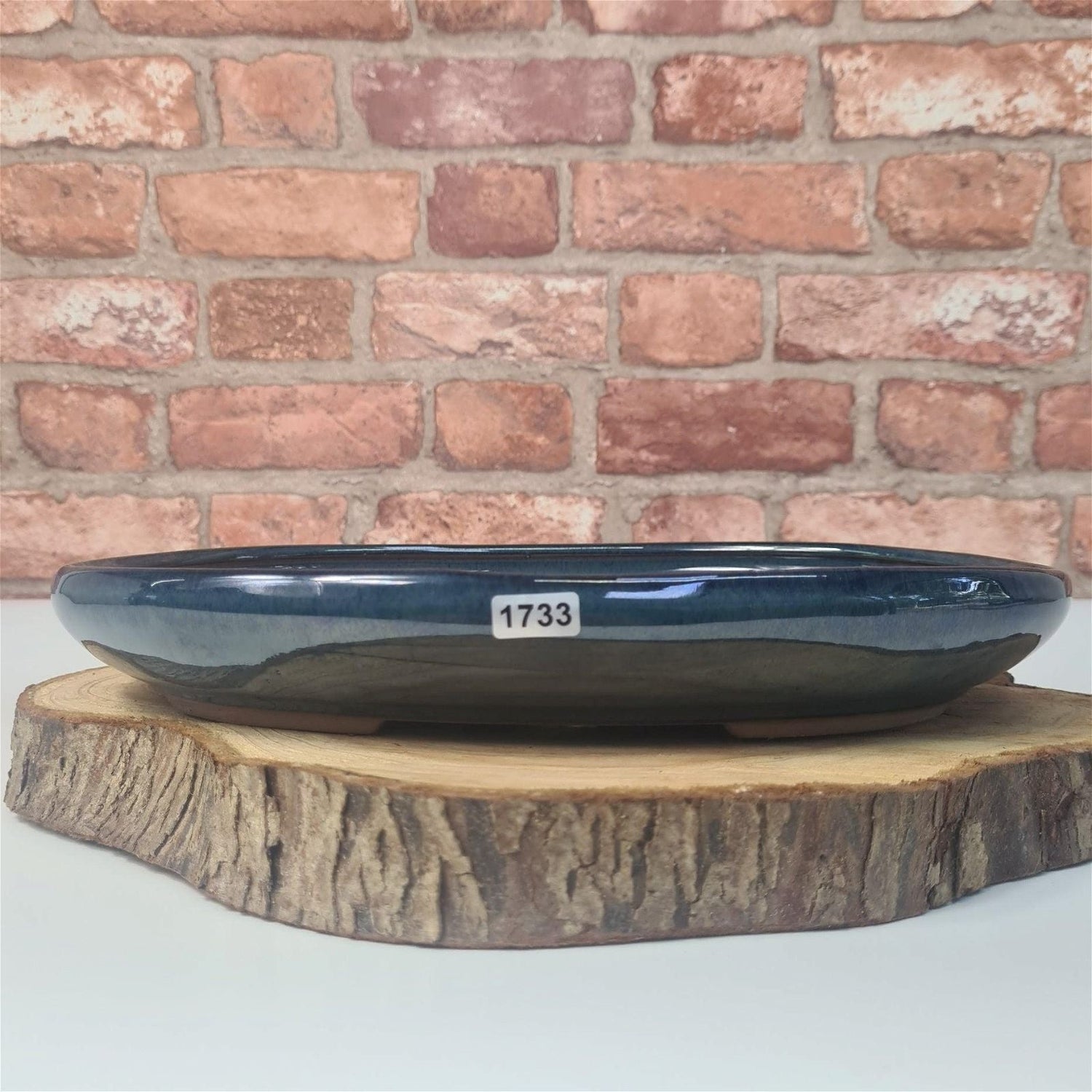 Yorkshire Bonsai Blue Glazed Oval Bonsai Pot - 25cm