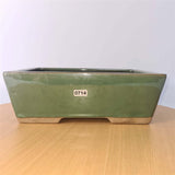 Yorkshire Bonsai Rectangle Glazed Bonsai Pot Green - 25cm