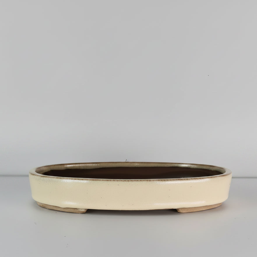 Yorkshire Bonsai Glazed Bonsai Pot Oval Cream - 26cm