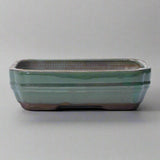Yorkshire Bonsai Green Glazed Rectangular Bonsai Pot - 26x20x6cm