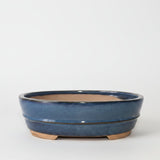 Yorkshire Bonsai Blue Glazed Oval Bonsai Pot 26cm