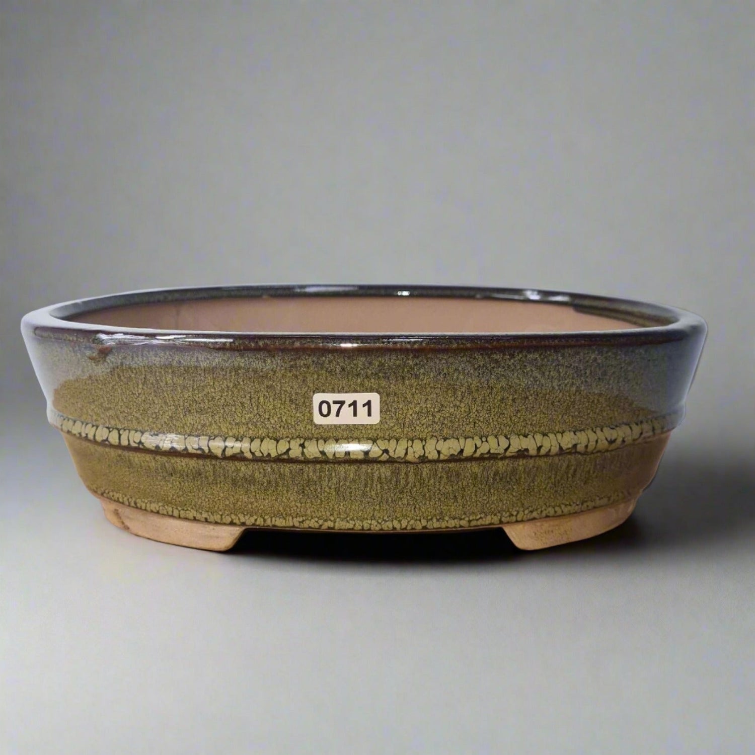Yorkshire Bonsai Glazed Bonsai Pot Oval Green - 26cm
