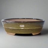 Yorkshire Bonsai Glazed Bonsai Pot Oval Green - 26cm