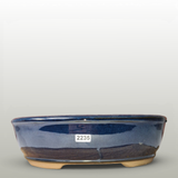 Yorkshire Bonsai Blue Glazed Oval Bonsai Pot - 27cm
