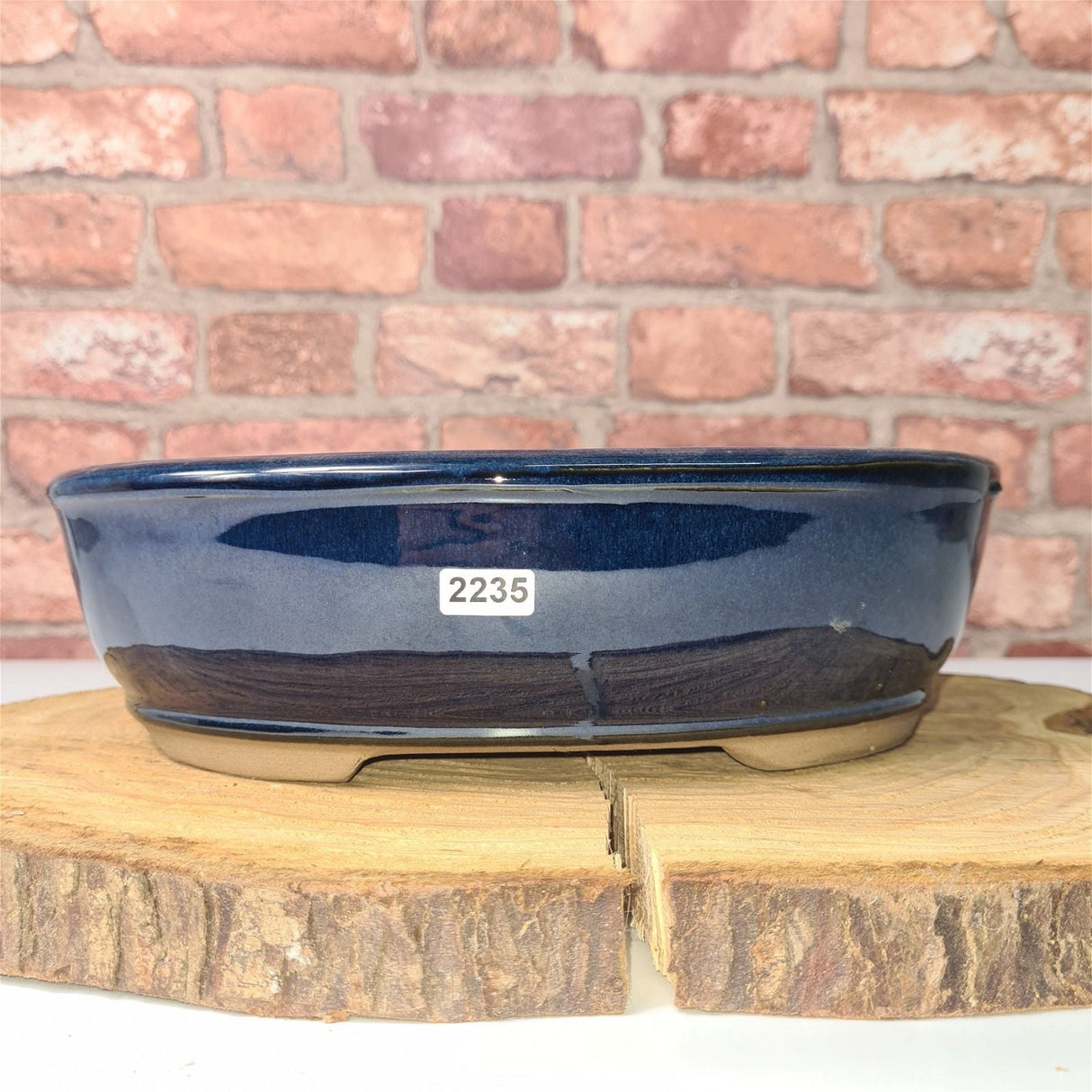 Yorkshire Bonsai Blue Glazed Oval Bonsai Pot - 27cm