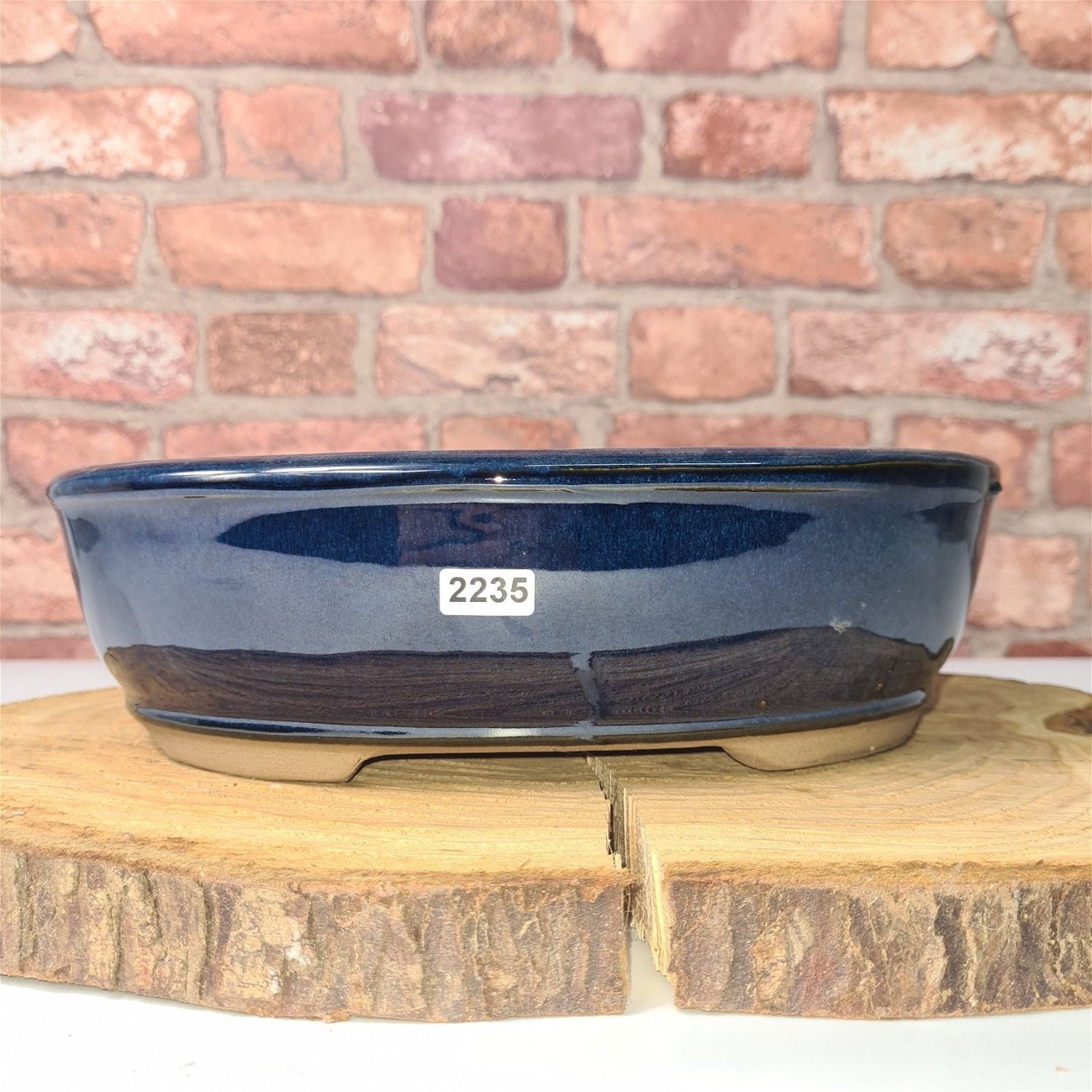 Yorkshire Bonsai Blue Glazed Oval Bonsai Pot - 27cm