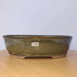 Yorkshire Bonsai Green Glazed Bonsai Pot Oval - 27cm