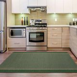 Washable Designer Bordered Green Easy‑Clean Floor Rug 116GR | The Rugs