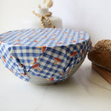 Lou-bees Toadstools on Gingham Large Beeswax Wrap