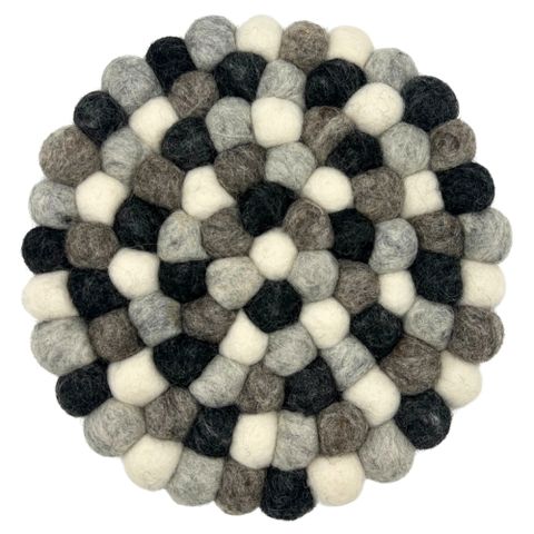 HatiNest Round Felt Ball Placemat Multi Grey