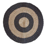 The Rugs Round Seagrass Black Tan Circles Rug - 1m