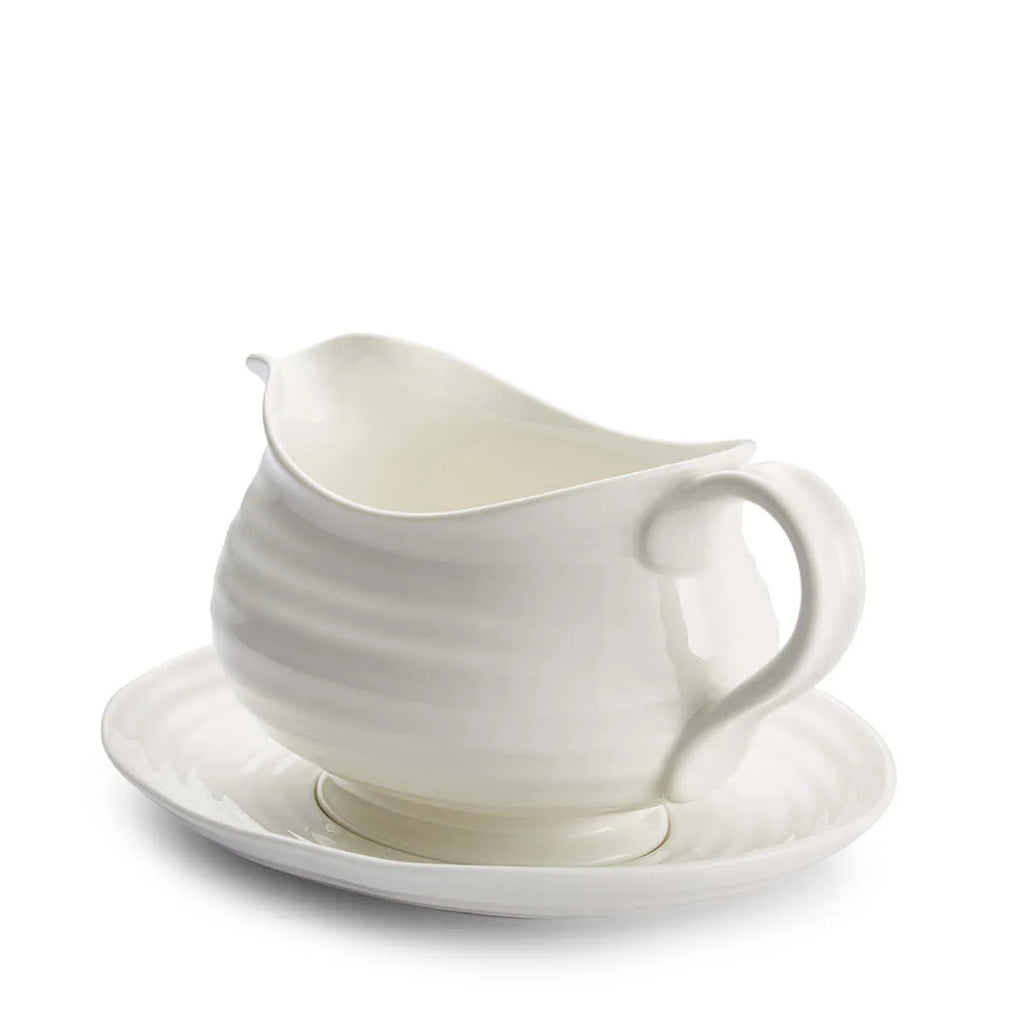 Portmeirion Sophie Conran Porcelain Gravy Boat & Stand, White