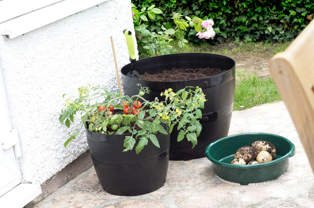 Whitefurze Black Barrel Planter, 50cm