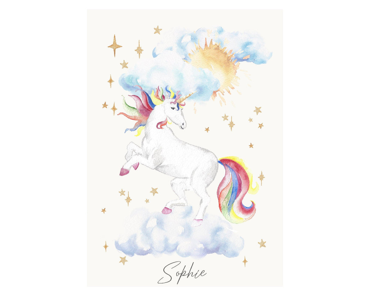 Personalised Watercolour Unicorn Print | Katie Hipwell Design
