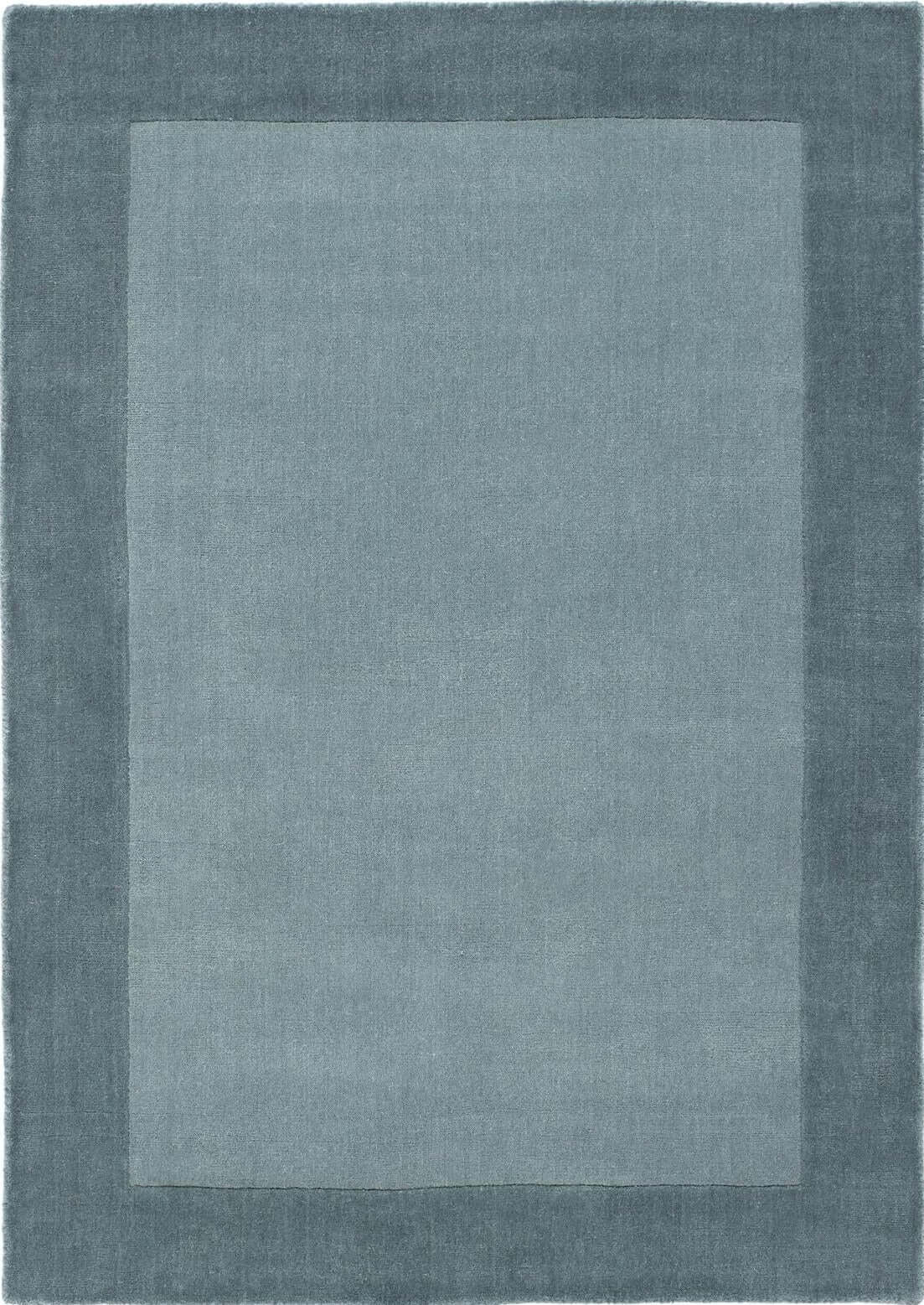 Bordered Duck Egg Blue Rug - 100% Pure Wool