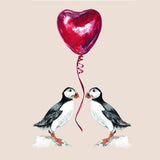 Puffin Love Watercolour Greetings Card | Katie Hipwell Design