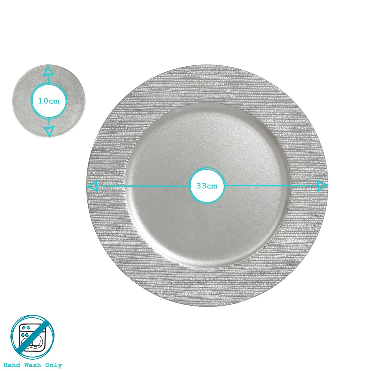 Rinkit Round Ribbed Charger Plates Set 33cm - 12pc