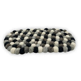 HatiNest Oval Felt Ball Centre Mat - Multi Grey