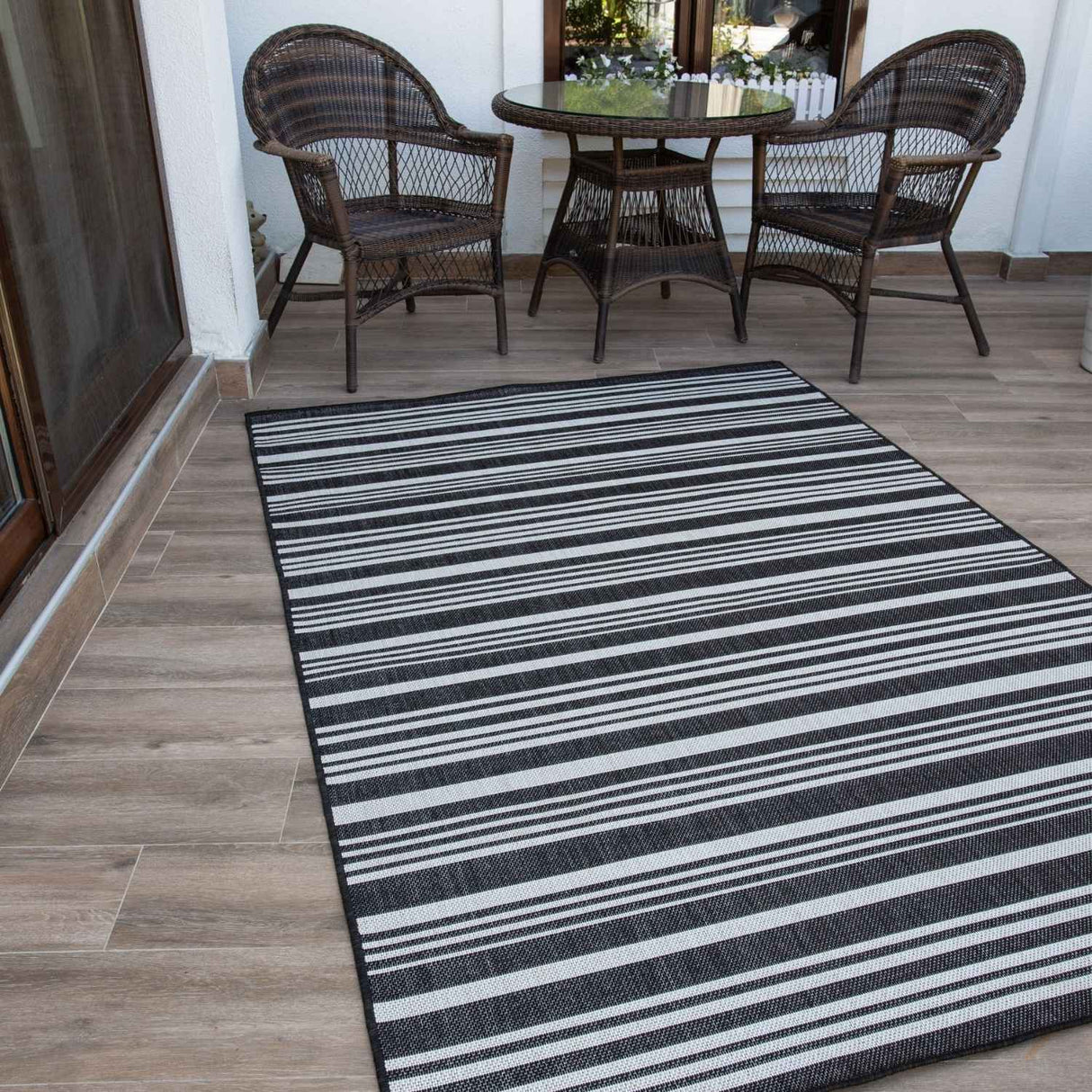 Ecology Outdoor Rug Black 300BL by The Rugs