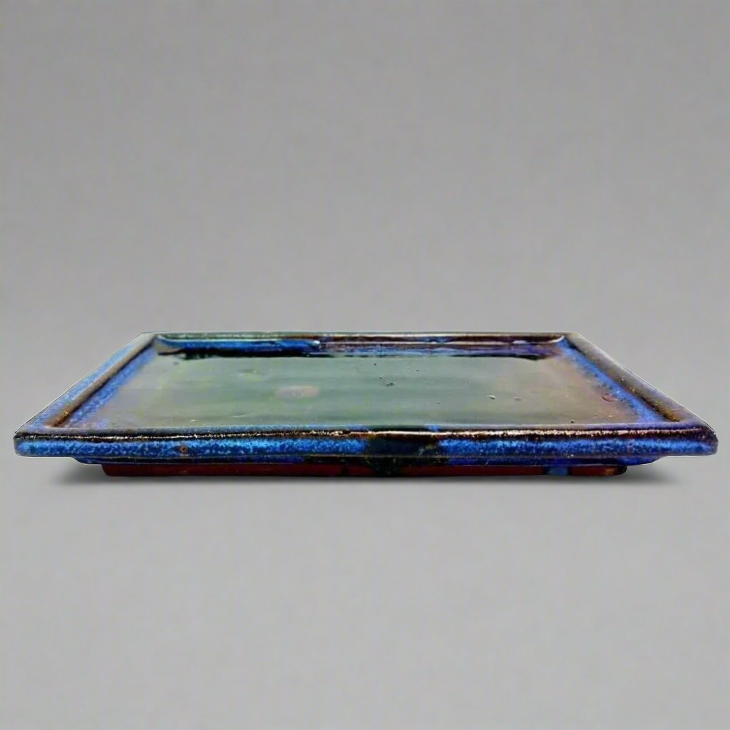 Yorkshire Bonsai Blue Glazed Rectangle Drip Tray - 30cm