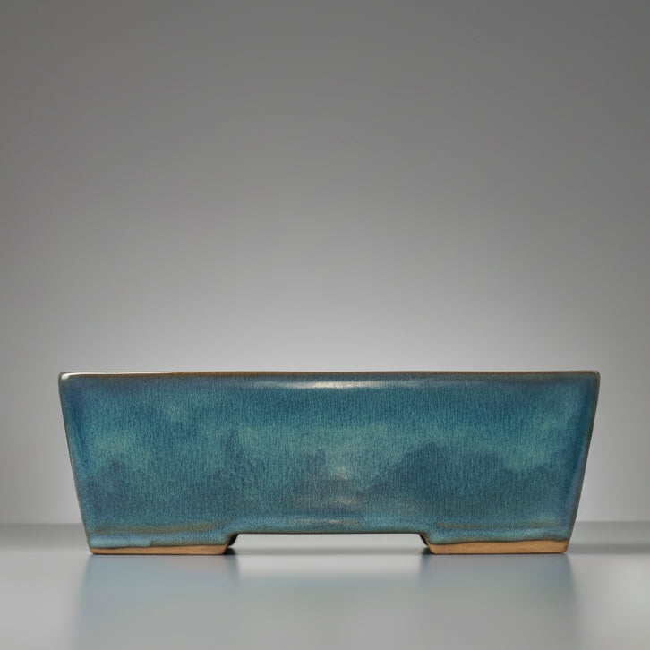 Yorkshire Bonsai Blue Glazed Rectangular Bonsai Pot - 32cm