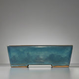 Yorkshire Bonsai Blue Glazed Rectangular Bonsai Pot - 32cm