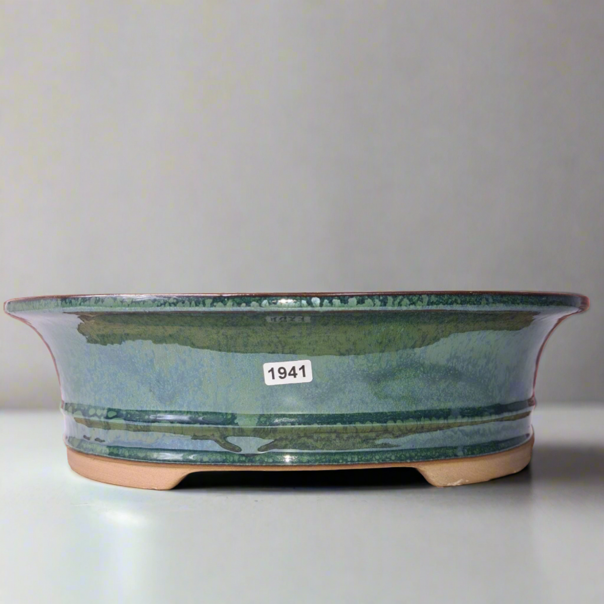 Yorkshire Bonsai Green Glazed Oval Bonsai Pot - 31cm