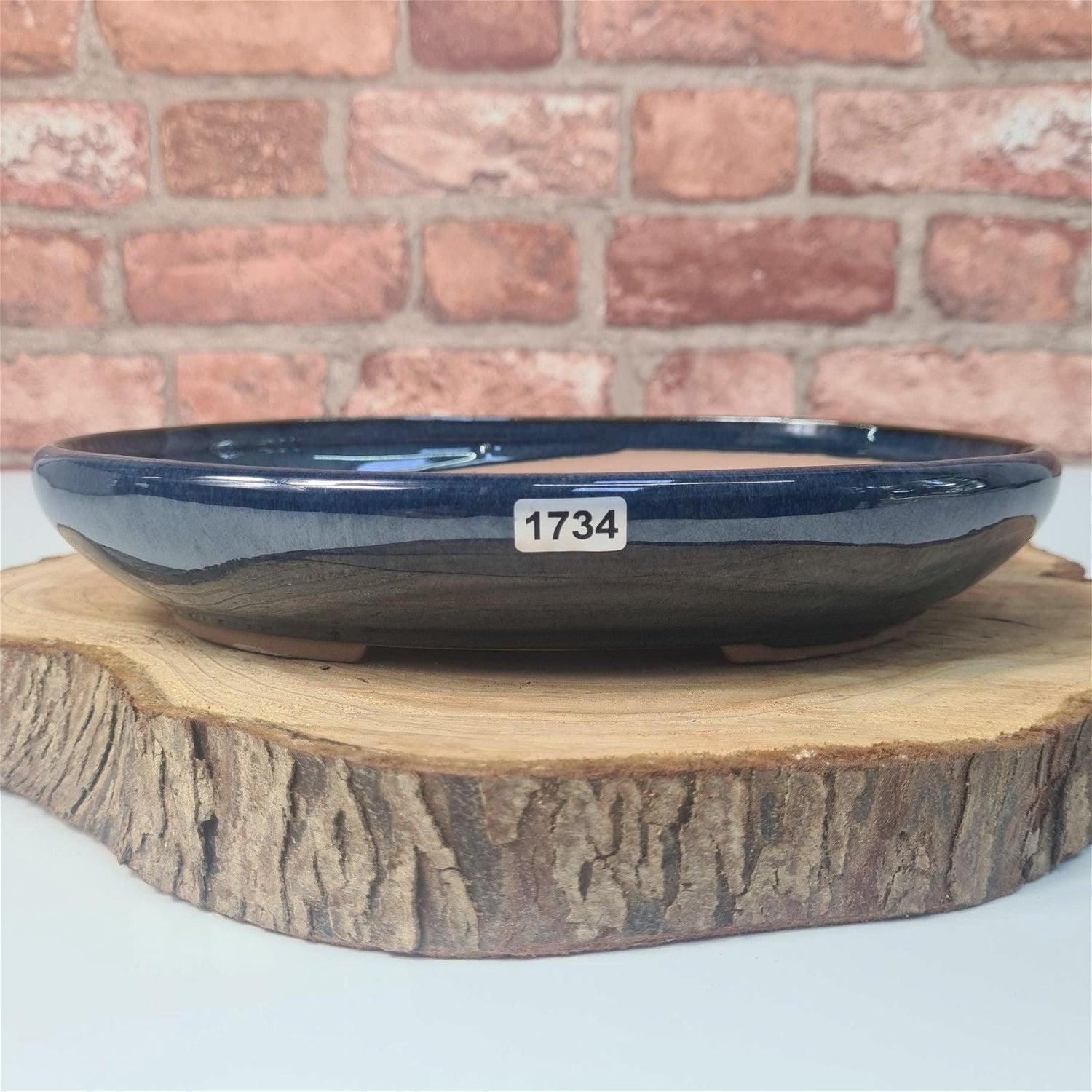 Yorkshire Bonsai Blue Glazed Oval Bonsai Pot - 31cm