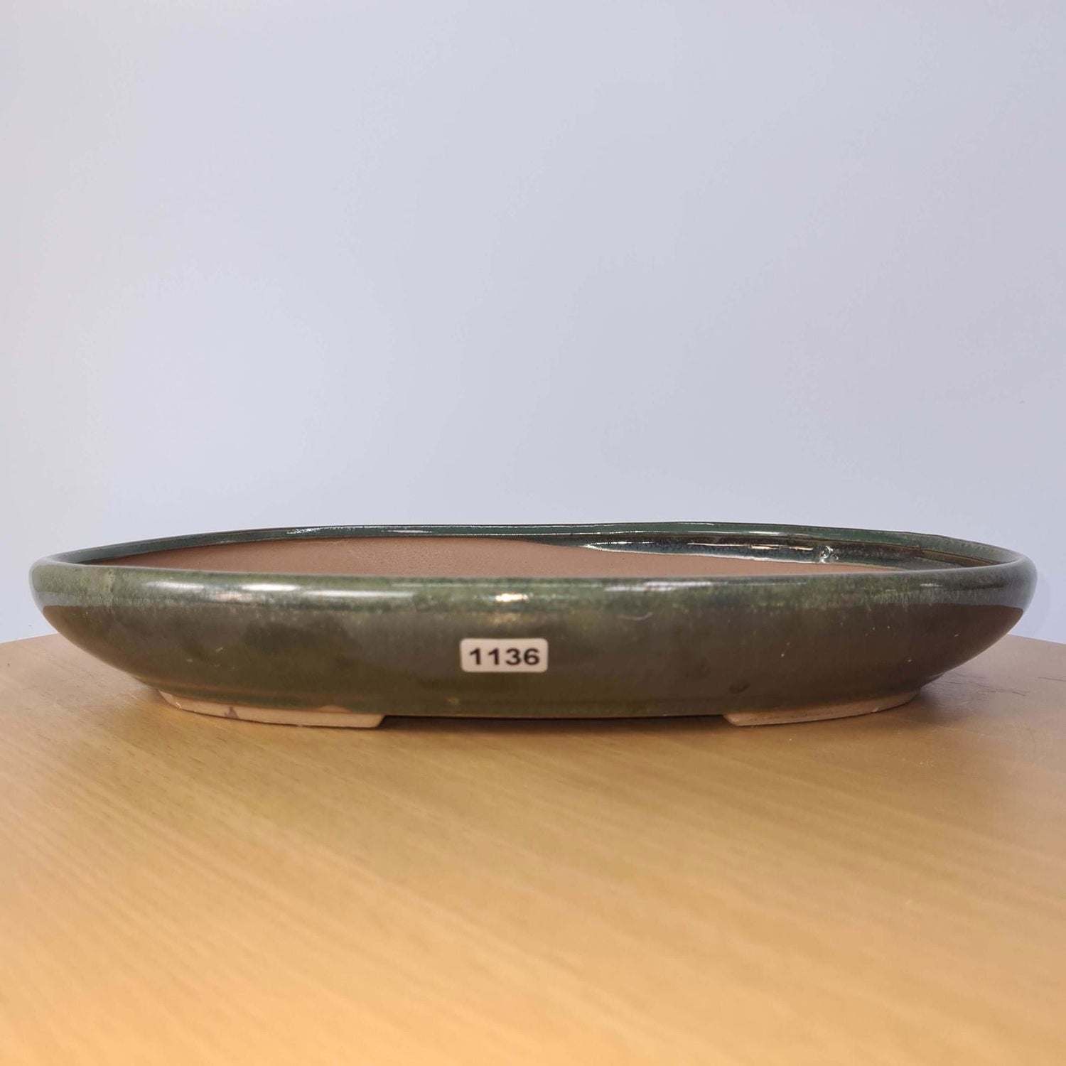 Yorkshire Bonsai Green Glazed Oval Bonsai Pot Ceramic Large - 31cm